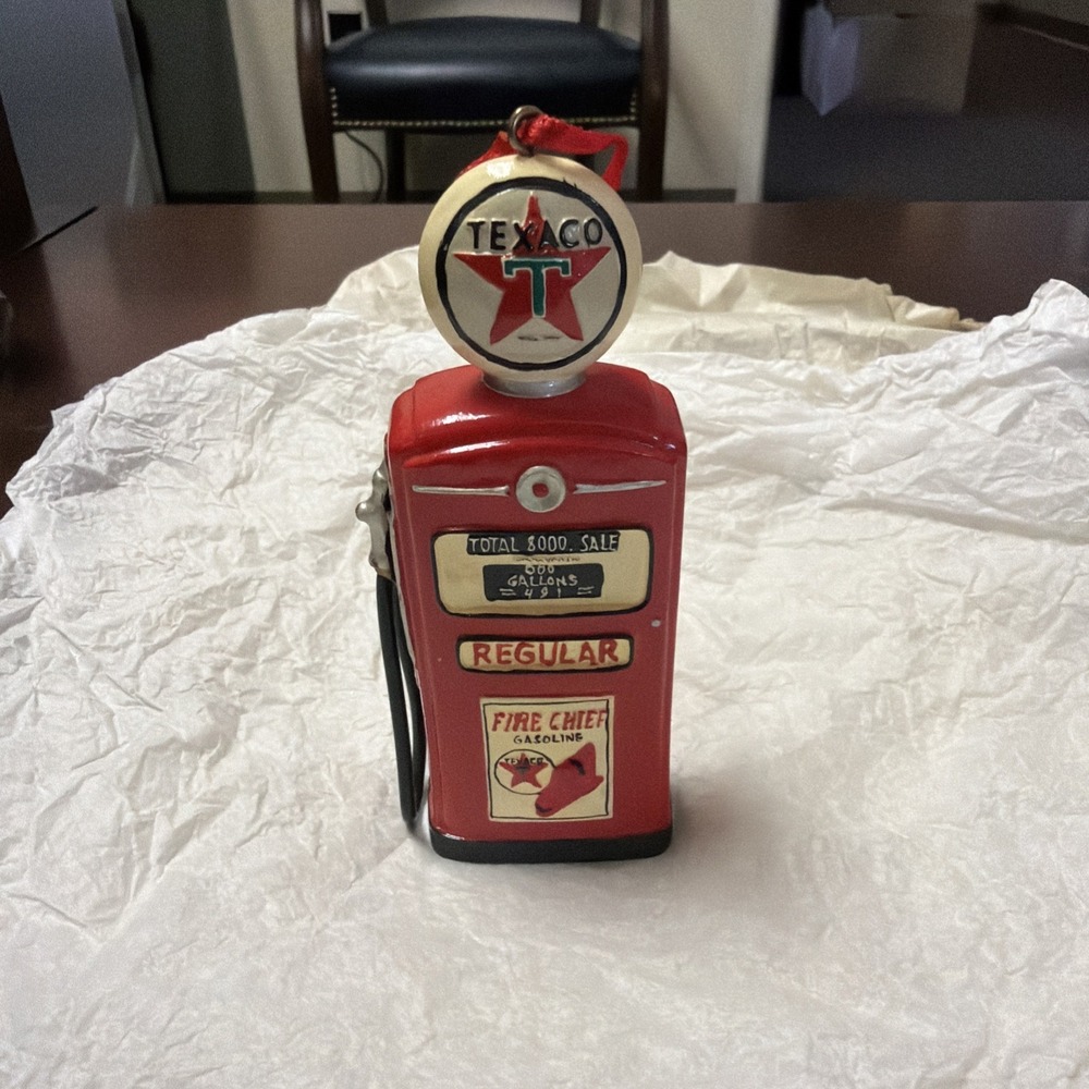 Kurt S. Adler Texaco Fire Chief Regular Gas Pump CERAMIC Christmas Ornament